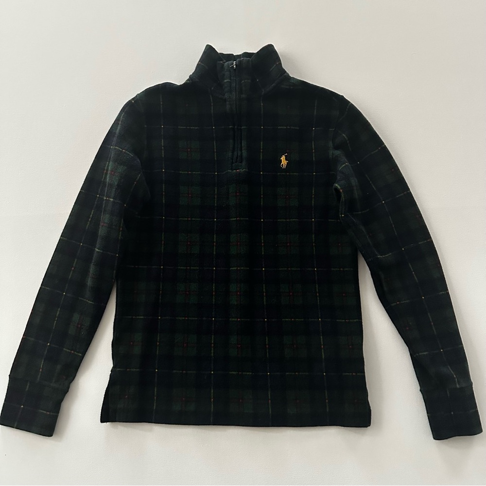 Polo Ralph Lauren Boys 10-12 Green Plaid Pullover Sweater Holiday Christmas